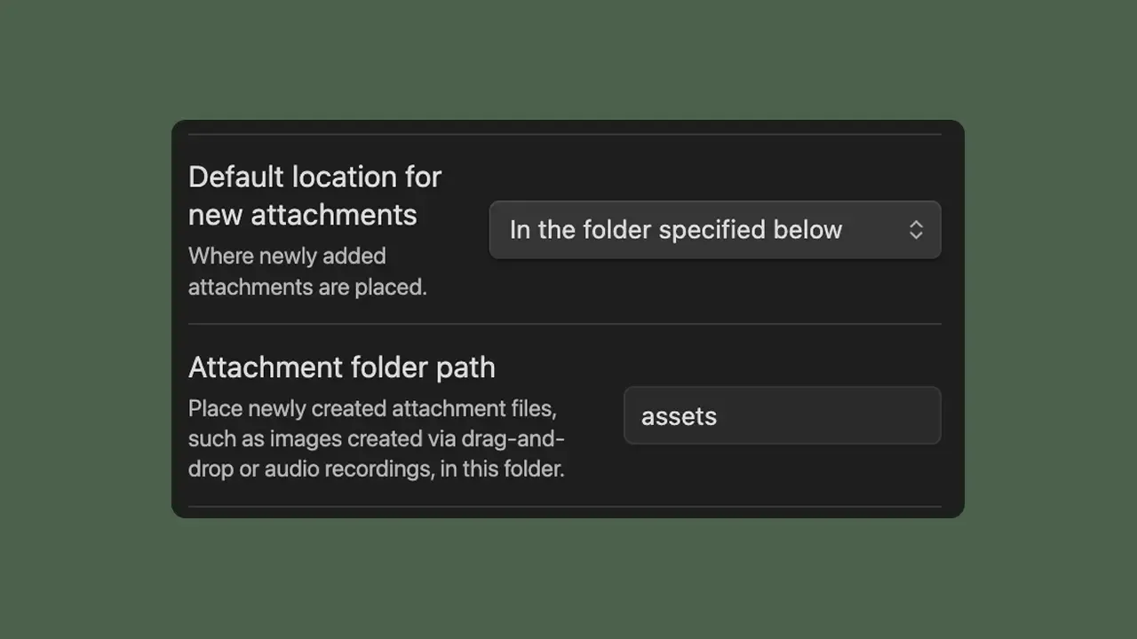 Nin's Obsidian attachments settings